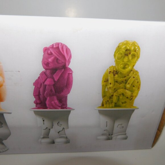 Tovolo Set 4 Zombies Ice Pop Molds Popsicle Makers silcone with Sticks Halloween - Picture 5 of 8